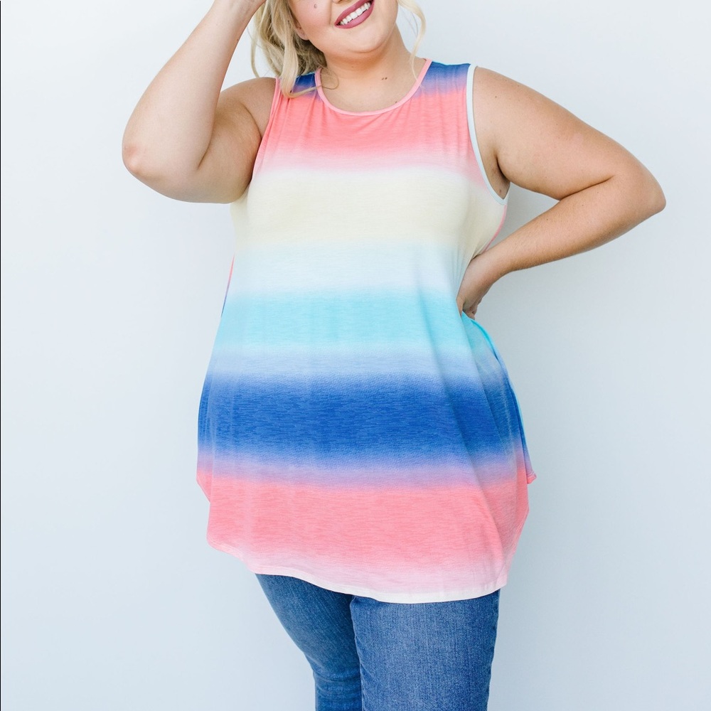 Pastel Gradient Stripes in Blue & Coral - Picture 8 of 13
